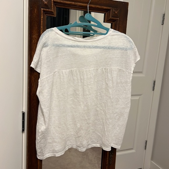 Eileen Fisher organic linen jersey shirred-back box top in  white, size xxs - Picture 8 of 8